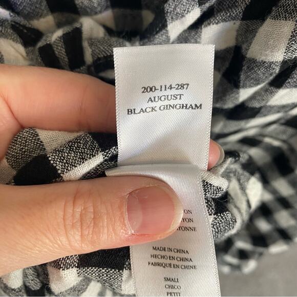 Rails Black & White Gingham Plaid Front Tie Cutout Sleeveless Mini Dress Small - Picture 9 of 10